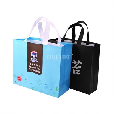 통기성 PP 비 우븐 폴리프로필렌 여성용 대형 손가방 눈물 방지 청색과 검정색